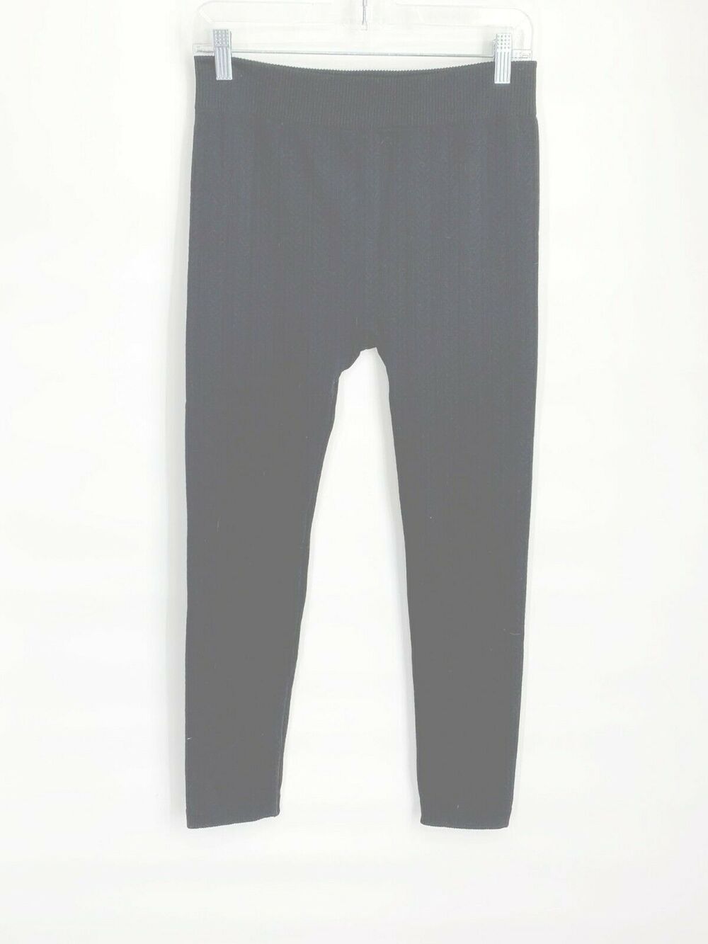 Studio Fleece Black Cable Knit Leggings Size L/XL
